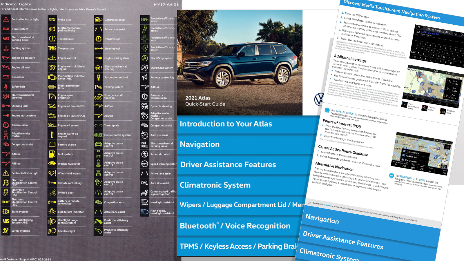 Audi Quick Questions and Answers printed guide with stepped sections