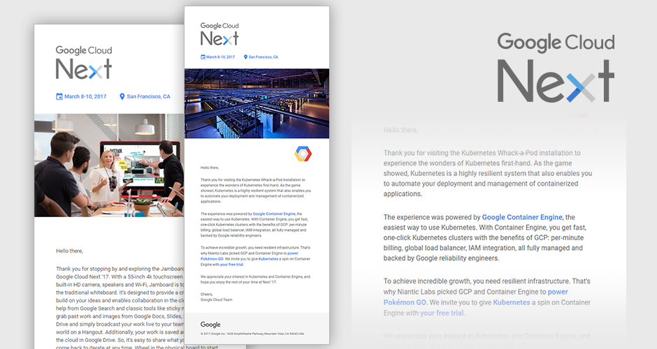 Google Cloud Next interactive touch display and event materials