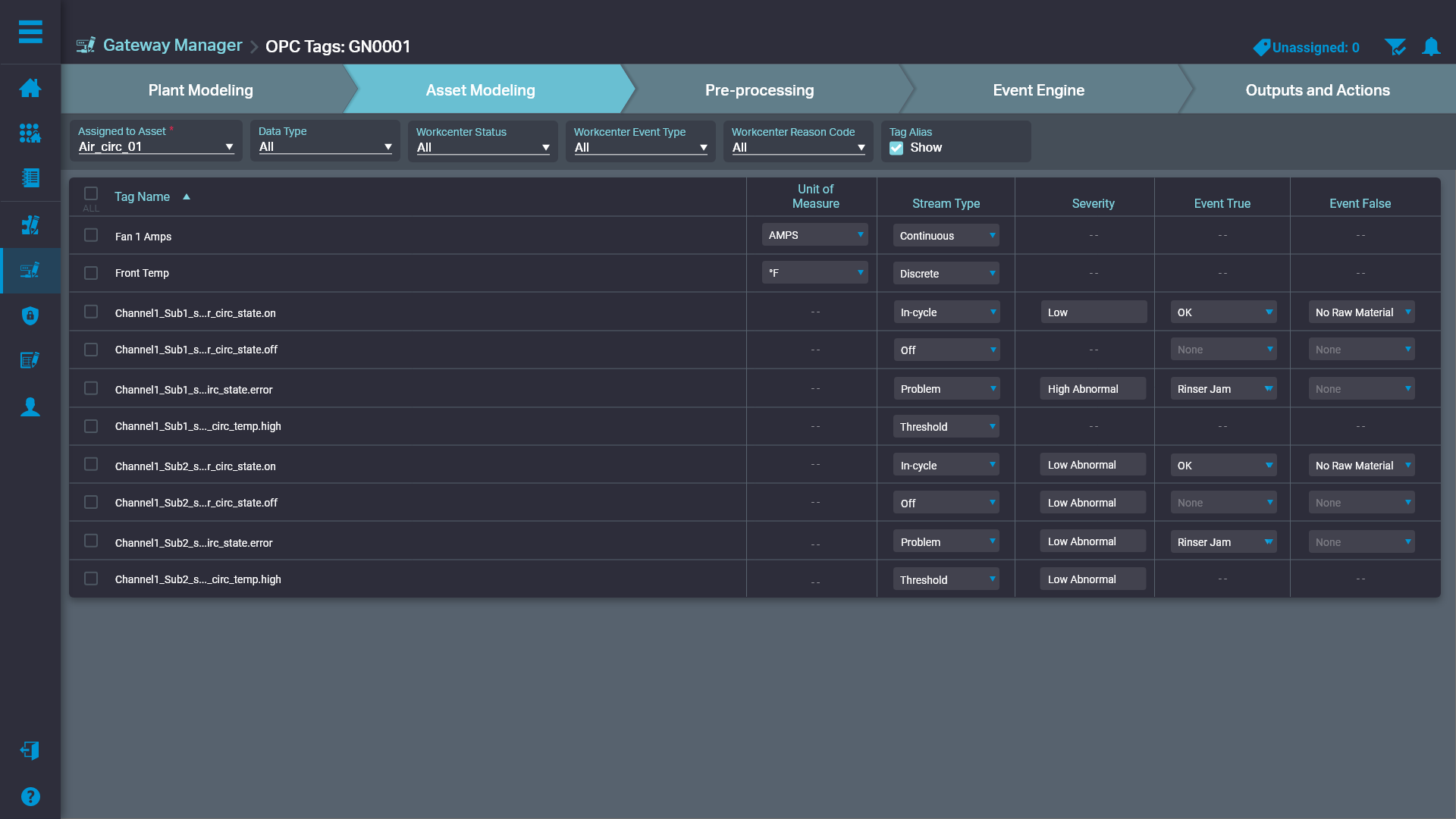 Plex Industrial IoT sensor data setup and assignment