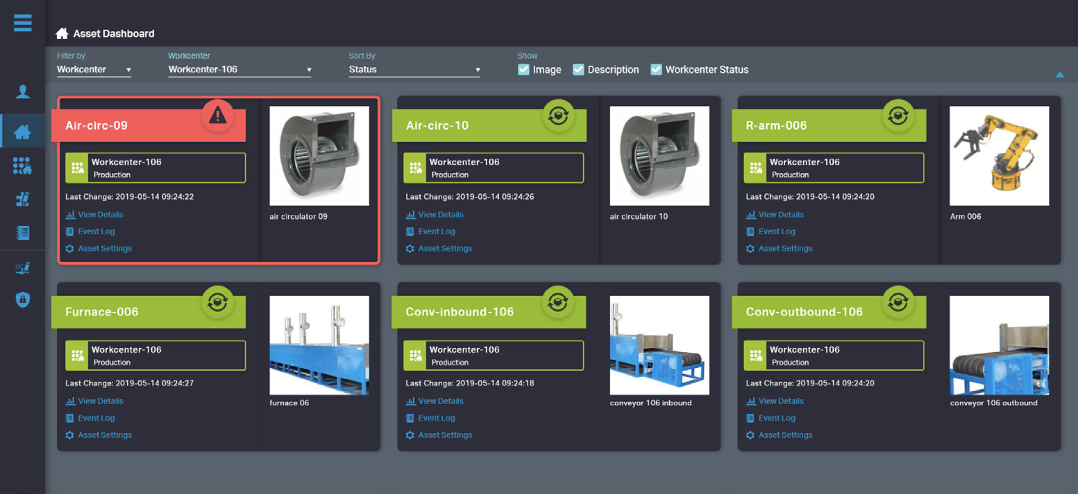 Plex Industrial IoT asset dashboard showing multiple monitored machines